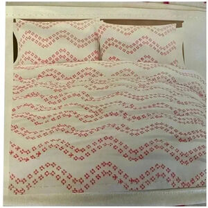Sunday Morning Jacquard High Quality Pink/White Full/Queen Comforter Sham Set